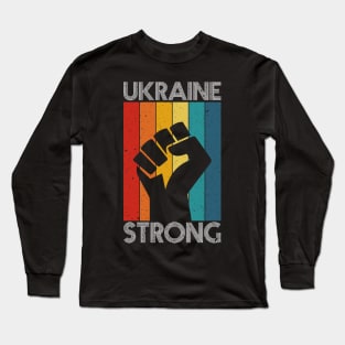 Ukraine Strong Retro Vintage Flag Long Sleeve T-Shirt